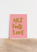 'Art Food Love' Canvas — The Joyful Objects Manifesto in Gold
