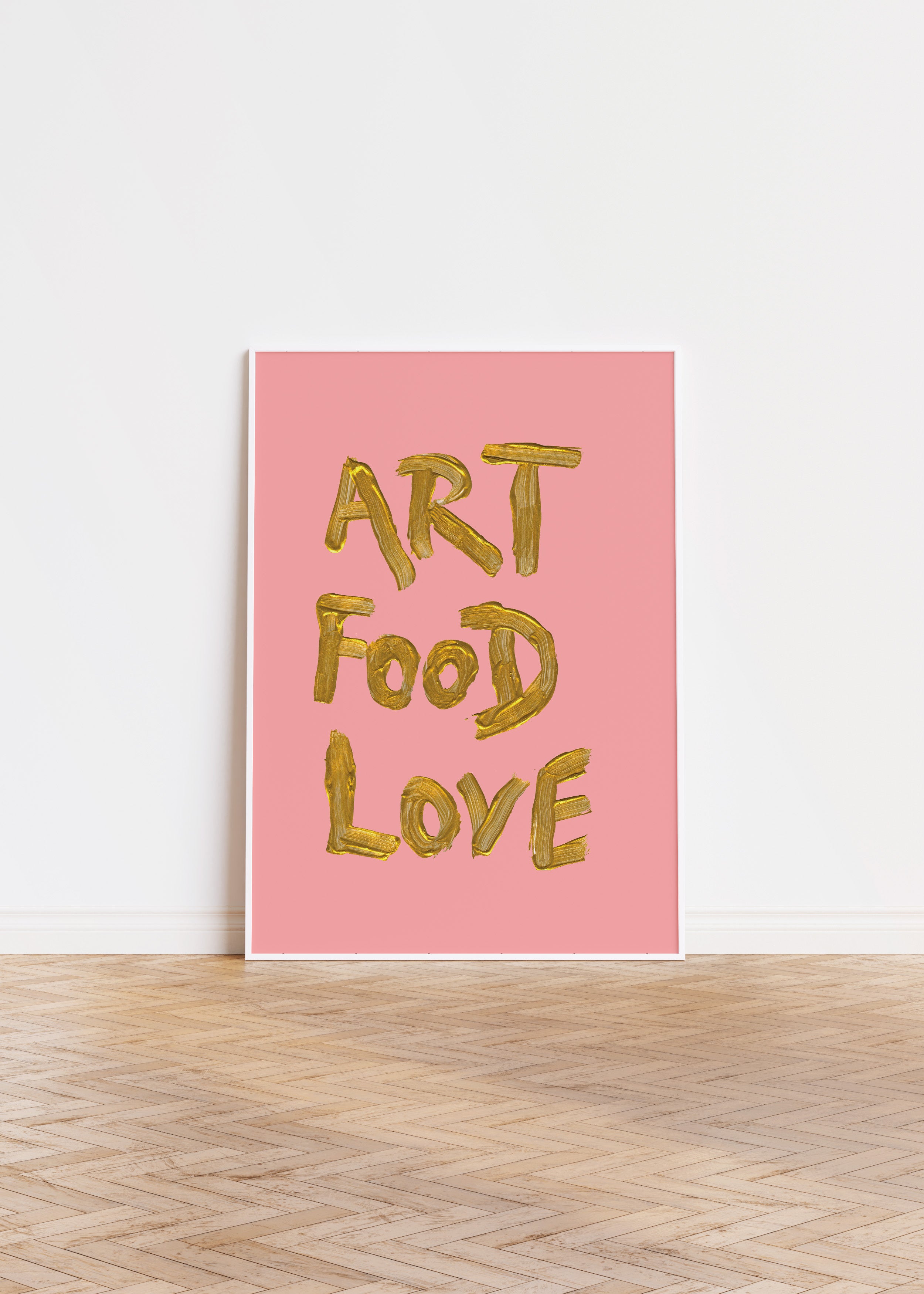 'Art Food Love' Canvas — The Joyful Objects Manifesto in Gold