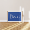 'Bianca' Poster — Hand Lettered, Mediterranean Blue, For Everyone Who Has Loved a Bianca