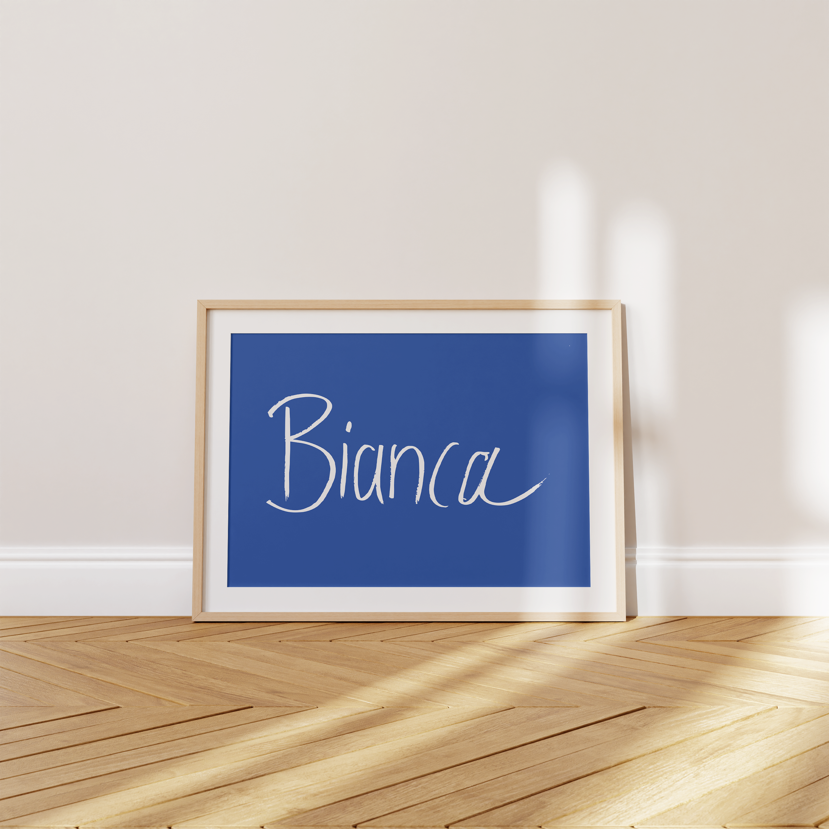 'Bianca' Poster — Hand Lettered, Mediterranean Blue, For Everyone Who Has Loved a Bianca