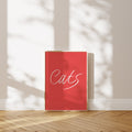 'Cats' Poster — Hand Lettered, Terracotta Red, CEO-Approved