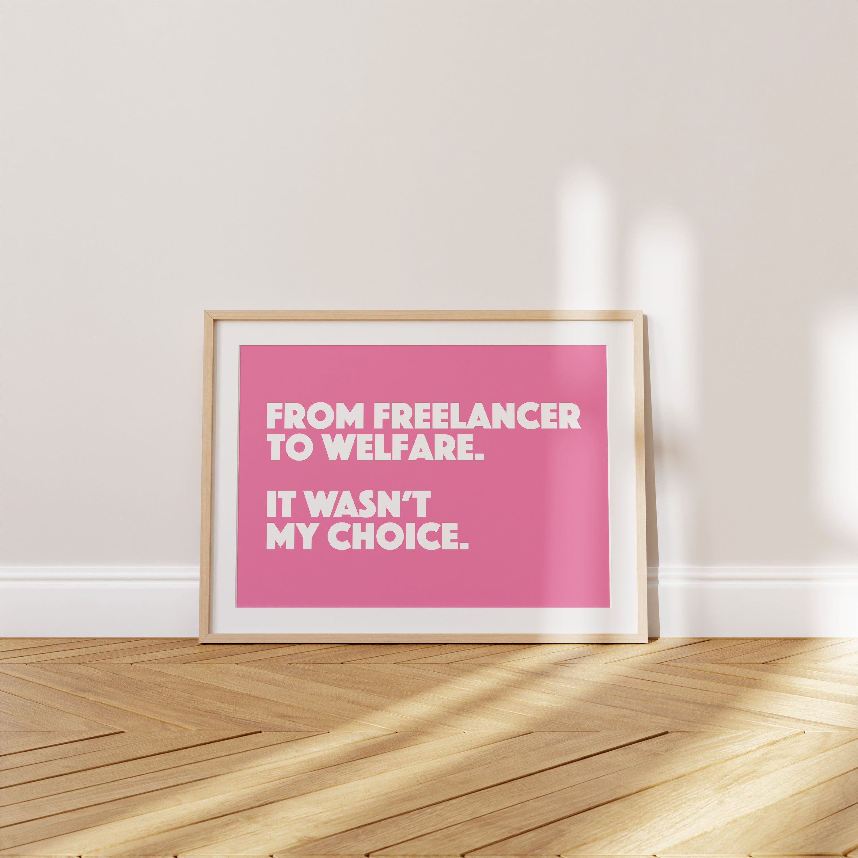 'From Freelancer To Welfare. It Wasn't My Choice.' Poster — The GKV, The Steuervorauszahlung, And The Economy Walk Into A Bar. You Pay The Bill.