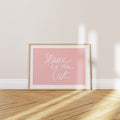 'Slave to the Cat' Poster — Hand Lettered, Rosé Pink, For Furry CEO Employees Everywhere