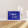 'Summer Vibes' Poster — Hand Lettered, Cobalt Blue, Mediterranean Soul